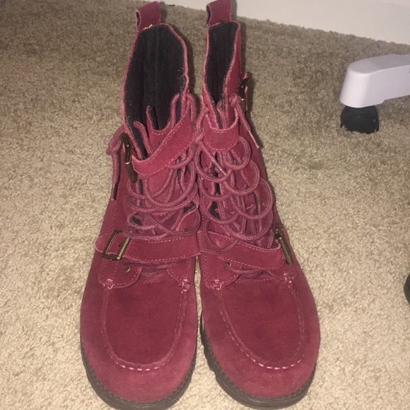 burgundy polo boots